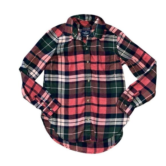 AMERICAN EAGLE Boyfriend Fit Ahh-Amazingly Soft Plaid Flannel Button Down Size M - Picture 1 of 9
